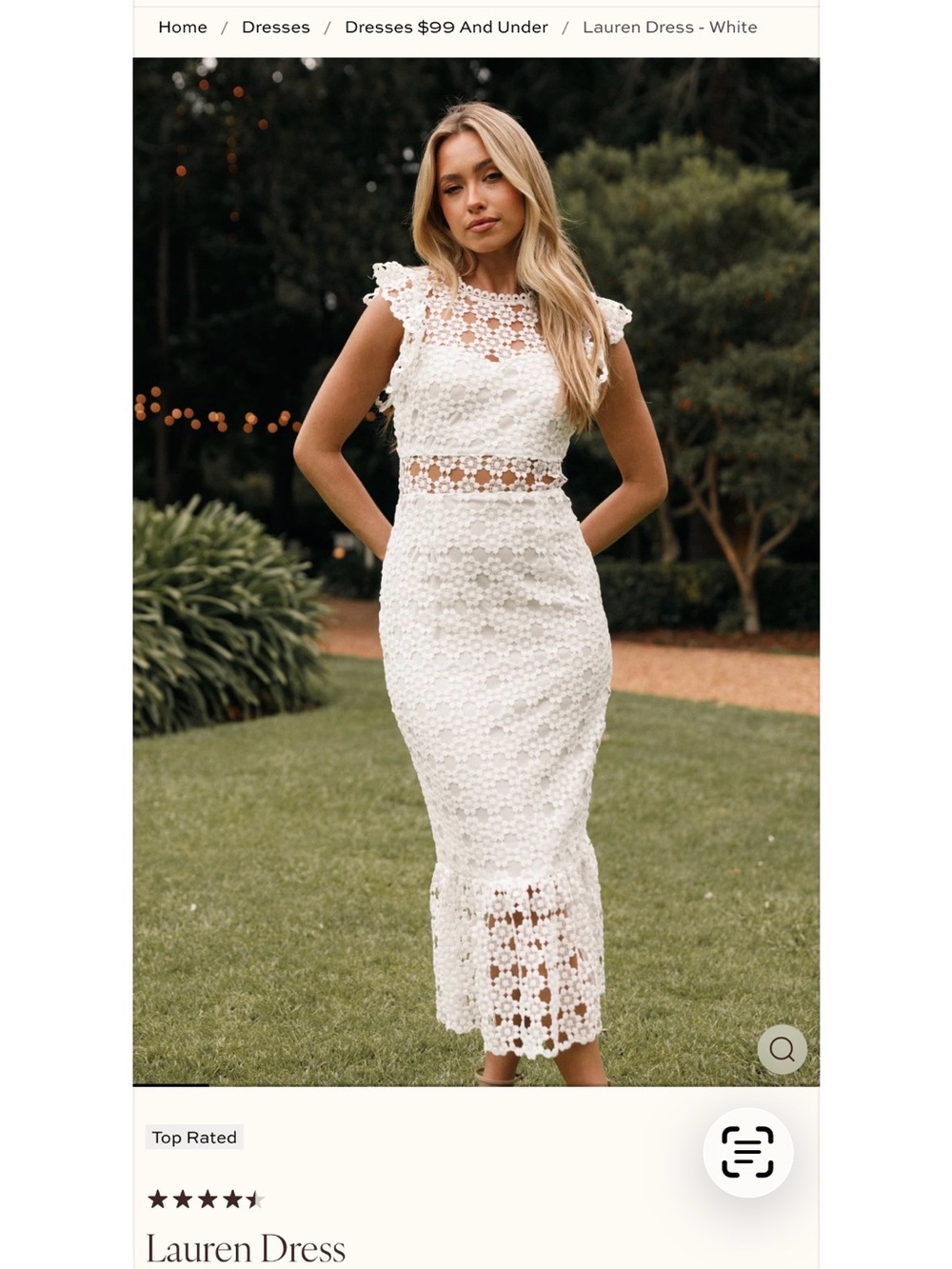 Petal & Pup Lauren Dress White Lace Midi Dress Size 4  Bridal Shower Wedding - Picture 11 of 13